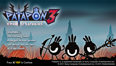 Patapon 3 title screen for PSP